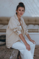 oversized long sleeve linen shirt