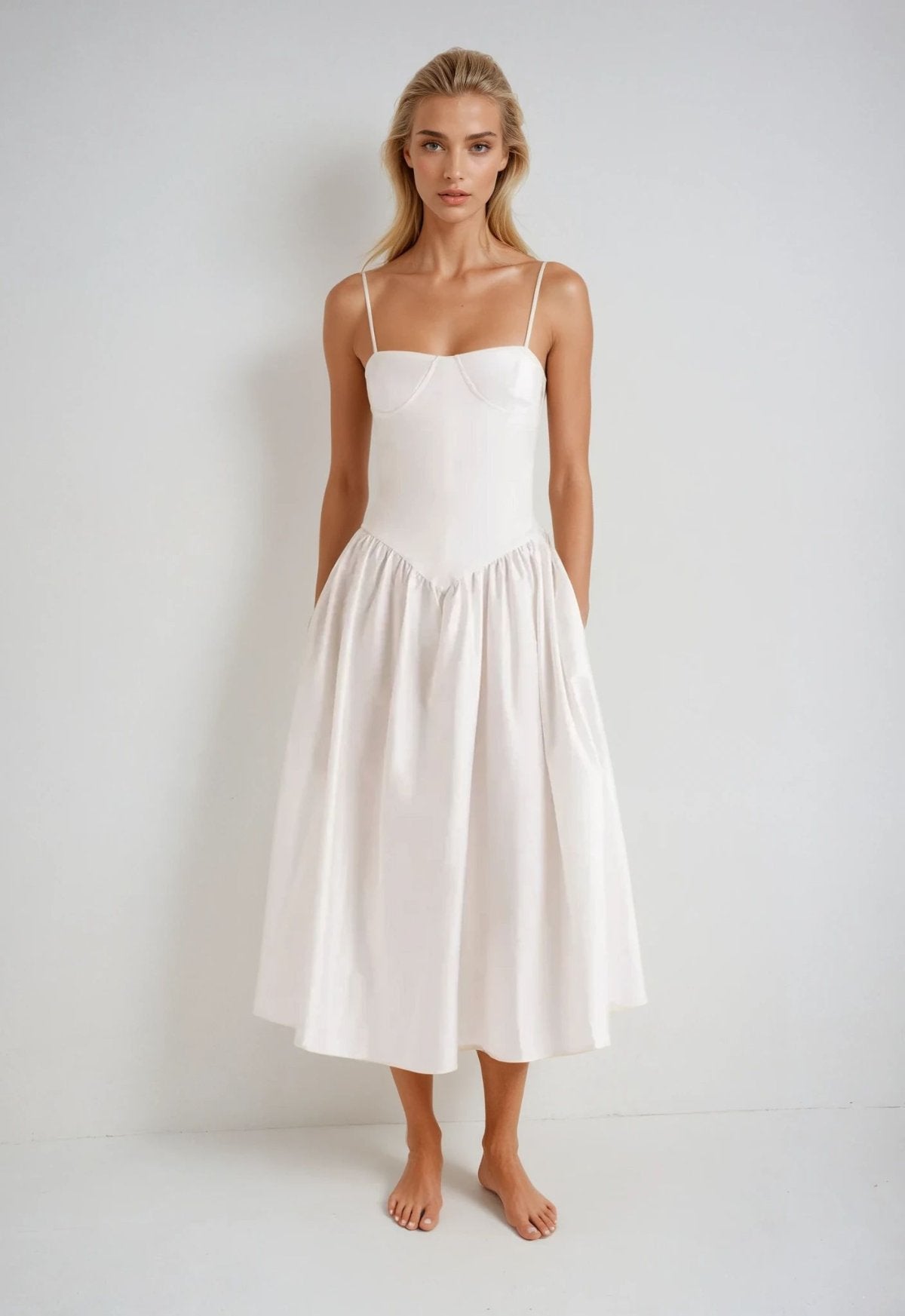 midi white dress