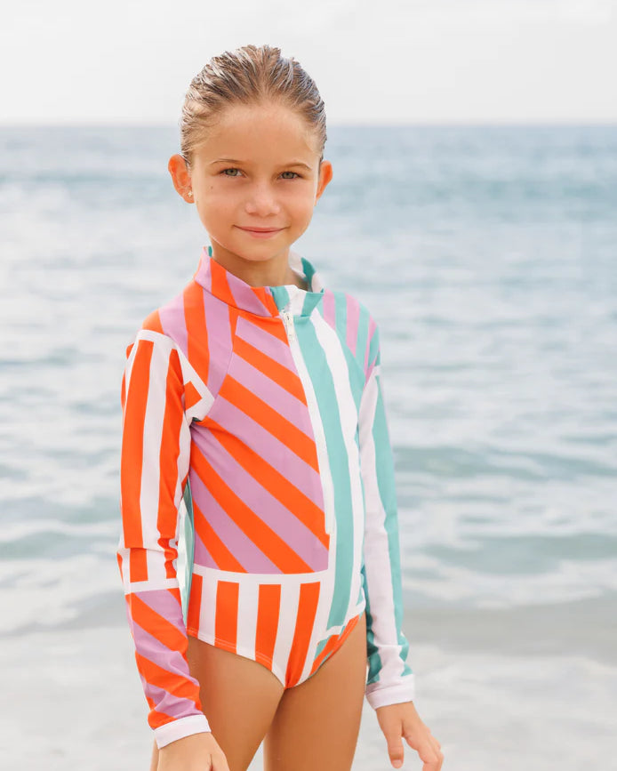 kids one piece swimsuit long sleeve with UPF 50+