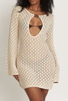 long sleeve knit dress-ivory