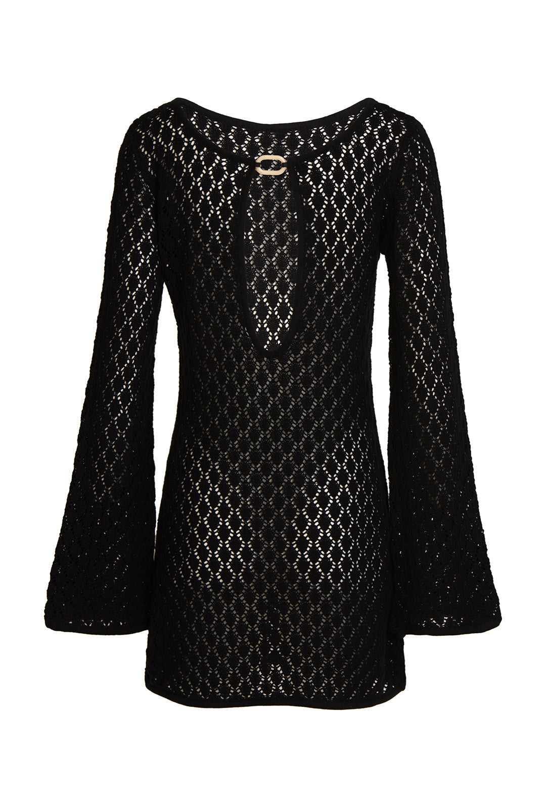 long sleeve knit dress-black