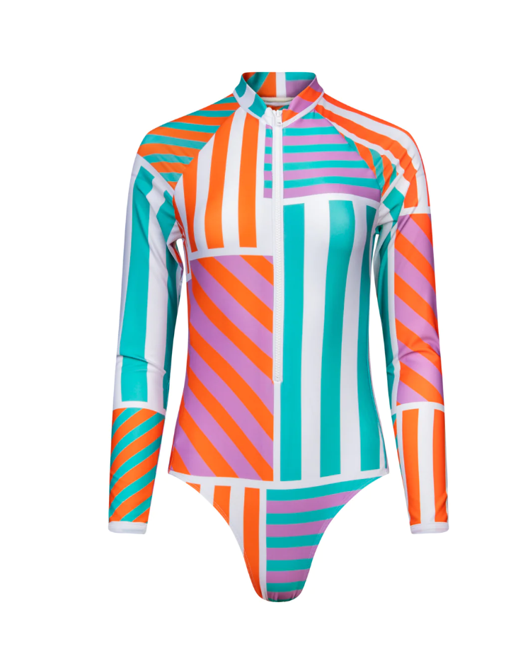 long sleeve one piece swimsuit with UPF 50+