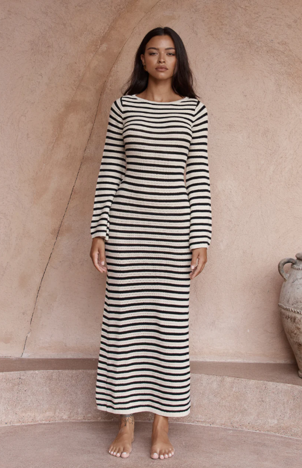 striped maxi dress