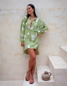 Date Palm Shirt dress - Summer shirt, oversized shirt, dress