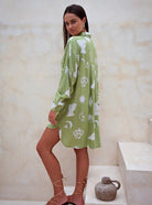 Date Palm Shirt dress - Summer shirt, oversized shirt, dress