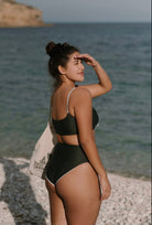 High Waist Reversible Bikini Bottom Green - bikini bottom